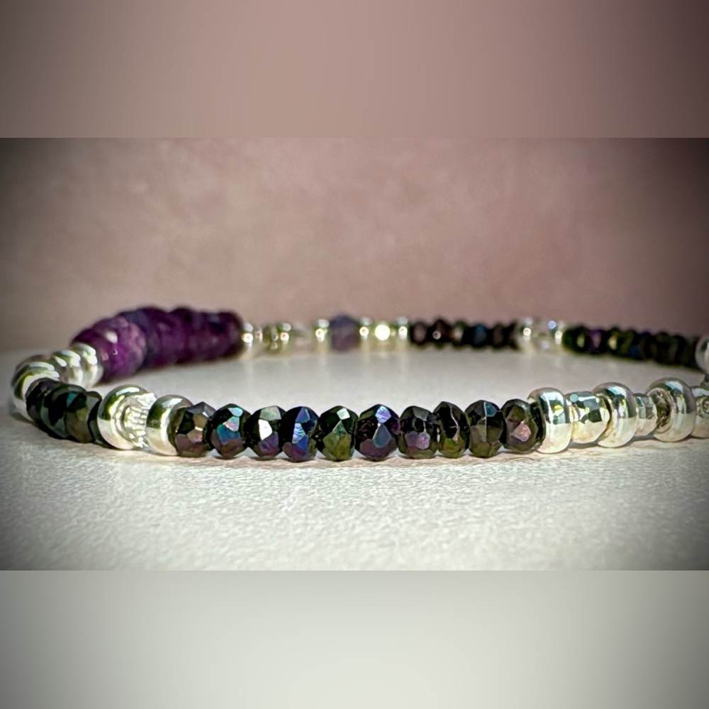 💜Custom💜Color Changing Alexandrite  •Sterling Silver Bracelet - Picture 6 of 10
